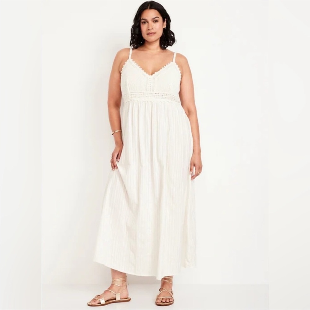 Old Navy White Crochet Bodice Maxi Dress